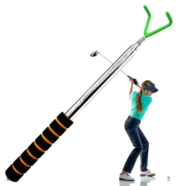 Aides Golf Ball Retriever en acier inoxydable télescopique Putter Picker Golf Ball Retrievers Grabber Tool Finder Putter Attachment pour le golf