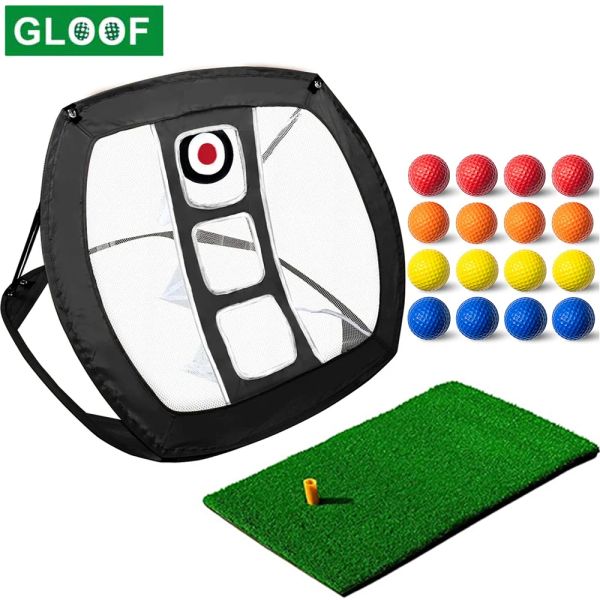 Filet de golf escamotable avec tapis, filets de pratique de golf pour jardin, accessoires de golf en plein air pour la pratique du swing