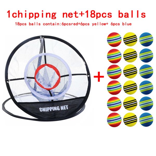 AIDS Golf Chipping Net Swing Trainers intérieur Cage de tangage extérieur Cage de golf Golf Pratique Net Portable 18 PCS Golf Softs Balles