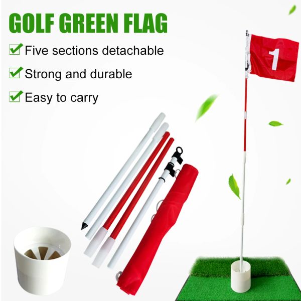 ADIA Golf Flagsticks Pro Put Green Flags Hole Cup Set Tous les 6 pieds, drapeaux Pin pour Driving Range Backyard Portable 5 SECTION DESIGN