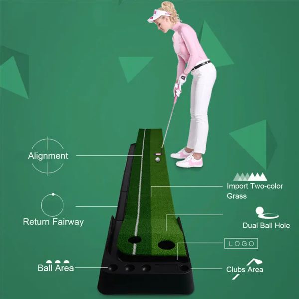 Ayuda al golf en interiores, putting green, práctica de golf, tapete para putt, tapete para green de golf, entrenamiento y práctica de 1/2 hoyo en casa u oficina