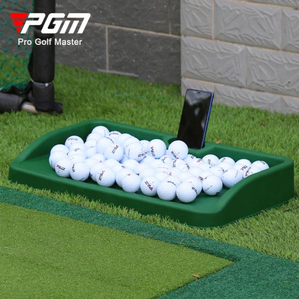 PGM – boîte de Service de balle de Golf, aide à l'entraînement de Golf, conteneur de stockage de tangage en caoutchouc souple de 100 balles avec support vidéo pour téléphone portable QK005