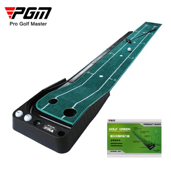 Ayudas PGM Práctica de golf Putting Mat Golf Green Fairway Trainer con deflector Ball Return 3M Indoor Golf Putter Trainer Set TL023