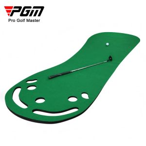 Aides PGM Golf Putting Mat Intérieur Maison Portable Pratique Formation Putter Pads Putting Green avec 5 Trous Golf Training Aids GL013