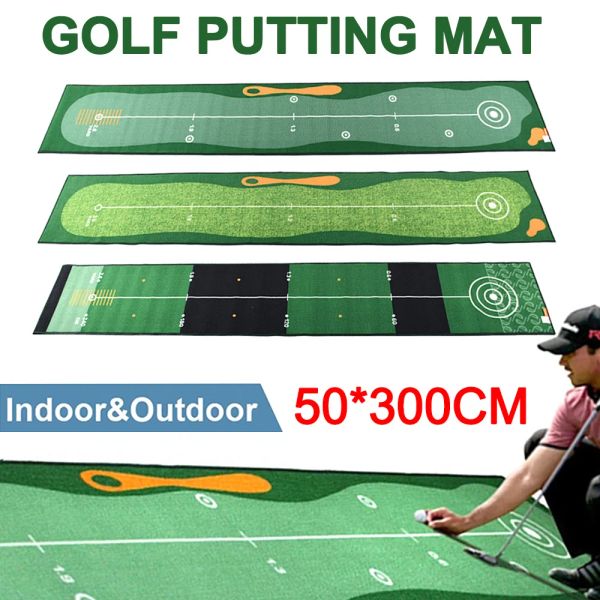SIDA Entraînez-vous à mettre un tapis AntiSlip Mini Golf Putter Training Mat WearResting épais accessoires pour intérieur extérieur 118x20 pouces