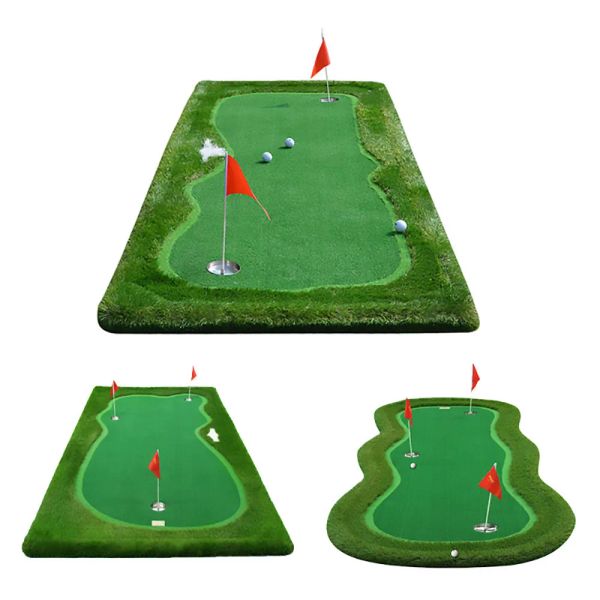 Ayudas Profesional Putting Green de Golf de 3 Hoyos 100x300 cm Ayuda para Entrenamiento de Golf Práctica Putter Mat para el hogar Oficina Patio Trasero Golf Putting Mat