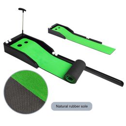 AIDS POSSING GROENE BINNEN SET Mini Putting Ball Pad met Ball Return/2 Holes Golf Putting Velvet Crystal Mat voor mannen Gift Home Office