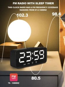Aierwill N33 digitale alarm LED Mirror Desk Clock Large Display 12/24H FM Elektronische klok voor slaapkamers Bedtafels
