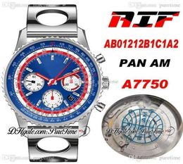 AIF B01 Chronograph 43 Swissair A7750 Automatic Mens Watch AB01212B1C1A2 Blue White Dial Hole Bracelet Bracelet PTBL Pur5037692