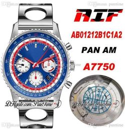 AIF B01 Chronograph 43 Swissair A7750 Automatic Mens Watch AB01212B1C1A2 Blue White Dial Hole Steel Bracelet Edition PTBL PUR1819994