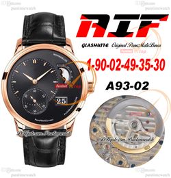 AIF PanoMaticLunar MoonPhase A93-02 automatisch herenhorloge roségoud zwarte wijzerplaat lederen band superversie-editie herrenuhr reloj hombre horloges puretime d4