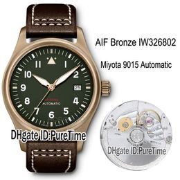 AIF Spitfire Automatic Bronze IW326802 Miyota 9015 automatisch herenhorloge groene wijzerplaat bruin leer witte lijn horloges editie P235p