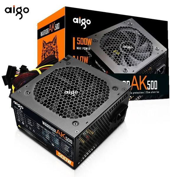 Aigo AK 500W PC PSU unité d'alimentation noir Gaming silencieux 120mm RGB ventilateur 24pin 12V ATX ordinateur de bureau alimentation pour BTC 240307