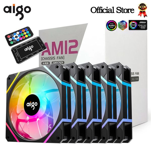 Aigo AM12 Rgb ventilateur Ventoinha PC Controladora 120mm Kit de boîtier d'ordinateur 6pin refroidisseur d'eau CPU ventilateurs de refroidissement Argb 12cm Ventilador 240314