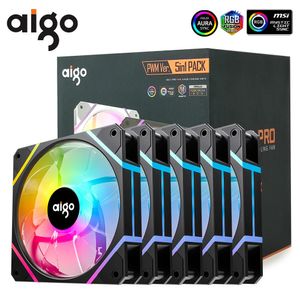 Aigo AM12PRO Rgb ventilateur Ventoinha PC 120mm boîtier d'ordinateur Kit refroidisseur d'eau 4pin PWM CPU ventilateurs de refroidissement 3pin5v argb 12cm Ventilador 240113