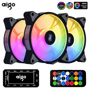 Aigo AR12 120mm pc boîtier d'ordinateur ventilateur RGB dissipateur thermique aura sync port sata 12 cm refroidisseur argb contrôleur silencieux ventilateur de refroidissement ventilateur 240401