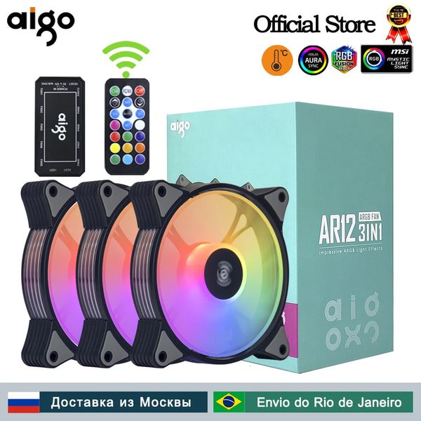 Aigo AR12 120mm pc gamer boîtier d'ordinateur ventilateur RGB 12v dissipateur thermique aura sync refroidisseur argb kit de contrôleur silencieux ventilateur de refroidissement ventilateur 240401