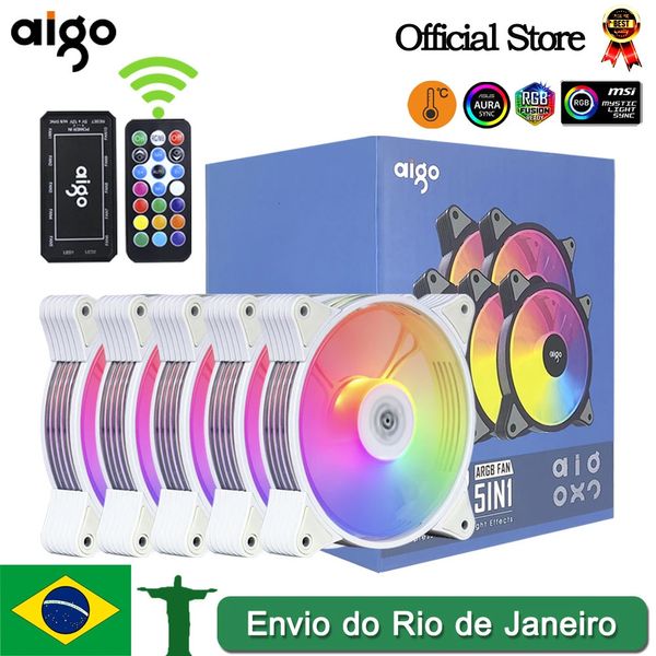 Aigo AR12 blanc 120mm RGB ventilateur ventilateur PC gamer boîtier d'ordinateur kit ventilateur refroidissement refroidisseur 12 cm ajuster la vitesse 12 V ARGB ventilateurs ventoinha 240314