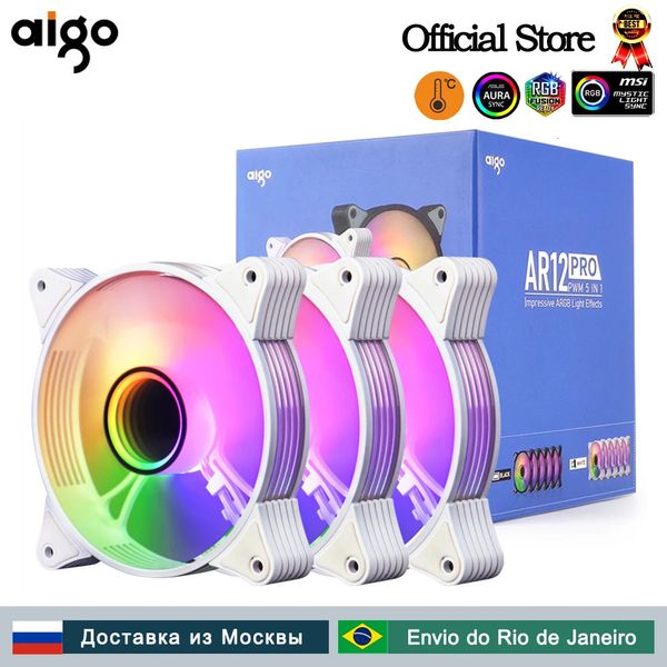 Aigo AR12PRO blanc 120mm ventilateur rgb 4pin PWM refroidissement 3pin5v espace illimité argb 12cm ventilador PC gamer coque d'ordinateur 240314