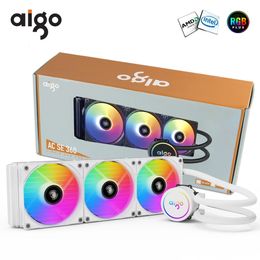 Aigo blanc refroidisseur d'eau CPU refroidissement ordinateur RGB dissipateur thermique ventilateur intégré radiateur LGA 17002011AM4AM5 240314