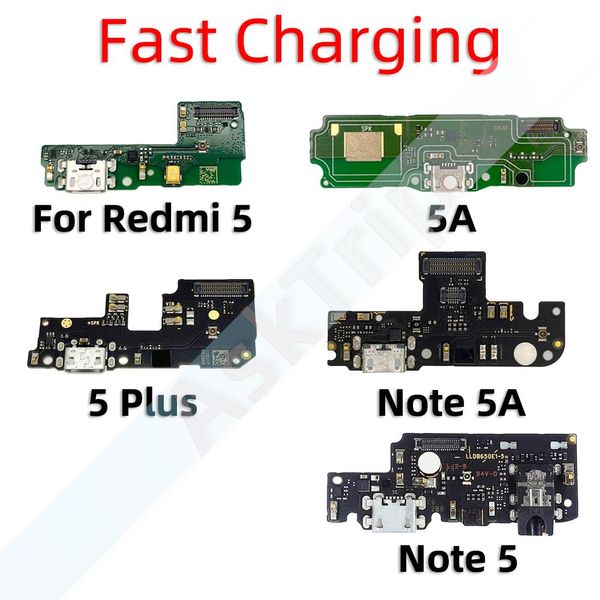 Aiinant Bottom Charge USB Date Dock Microphone Charger Flex Cable pour Xiaomi Redmi Note 5 5A Pro Plus Prime Phone Pièces