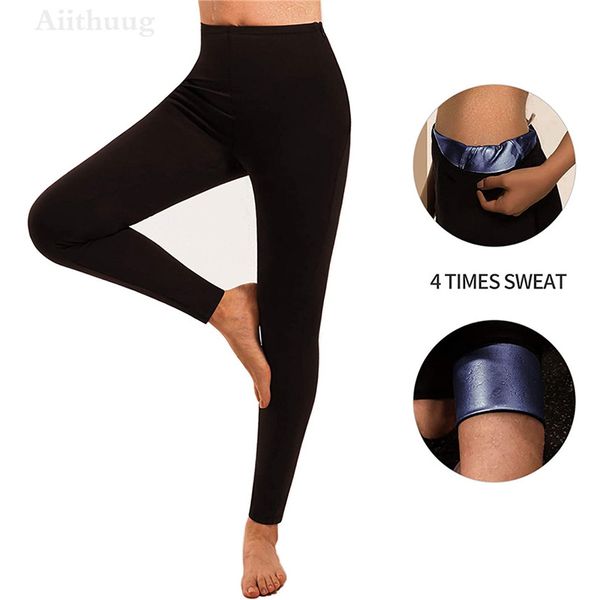 Aiithuug Femmes Body Shaper Suit Tops Tops avec poches latérales sauna transpiration leggings femmes entraînement de transpiration chaude