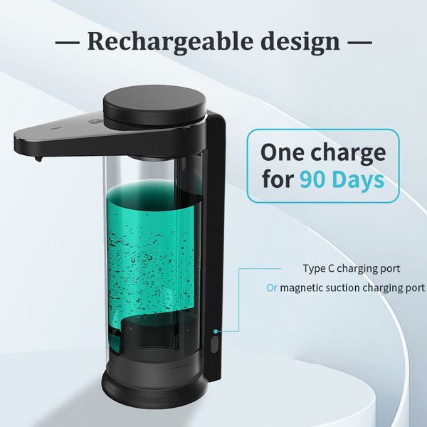 Aike dispensador de jabón líquido automático para dispensador de detergente de jabón de cocina para platos lavar el dispensador de sensores recargables de USB