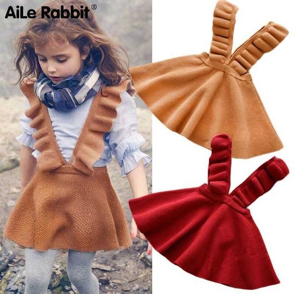 Aile Rabbit 2019 Automne Filles Robe Fille Vêtements Pull En Tricot Enfants Pour Robe Fille Belle Robes Brun Rouge Q0716