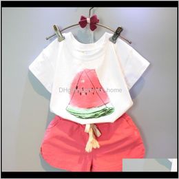 Aile Rabbit Girls Summer Casual Style Watermelon Print Design Korte Mouw Broek 2 stks voor Kinderkleding K1 MM2DD P3QQX