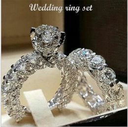 Ailend accepteert op maat gemaakte sieraden kristallen ring set Europese en Amerikaanse ingelegde strass mode paar ring vrouwelijk feestgeschenk