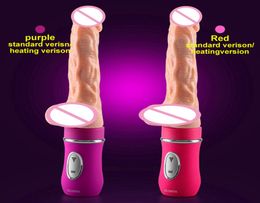 Ailighter Soft Dildo Vibrator réaliste énorme pénis des jouets sexuels chauffant automatiquement le gode télescopique Real Dick Sex Produit pour les femmes MX14644747