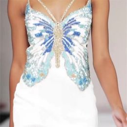 Ailigou dames magere sexy mouwloze slinger kralen glanzende mini bandage jurk elegant club feestjurk Vestidos 220509