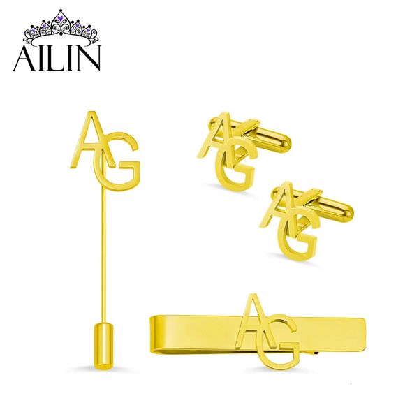 Ailin Drop Custom Man Cuff Links Cuffs Personnages Pins à revers Clip Clips Broches Bijoux Cadeaux invités Cadeaux Shirts Marding 240412