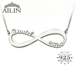 Ailin Collier Infinity Personnalise Two Name Collier Silver Infinity Nom Collier Love n'a pas de fin Love Jewelry Gabil J8357229