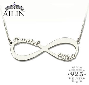 Ailin Collar infinito personalizado Collar con dos nombres Collar de plata con nombre infinito El amor no tiene fin Joyería de amor Regalo de Navidad J8017470