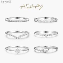 Ailmay 925 argent Sterling minimaliste mode empilable CZ anneaux pour femmes minimaliste bijoux fins 2021 nouveau Style L230704