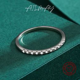 Ailmay 925 Sterling Zilveren Minimalistische Mode Stapelbare CZ Ringen Voor Vrouwen Minimalistische Fijne Sieraden 2023 Nieuwe Stijl
