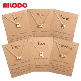 Ailodo hommes femmes 12 Horoscope signe du zodiaque pendentif collier Ari Leo 12 Constellations bijoux enfants cadeau de noël goutte 220 H