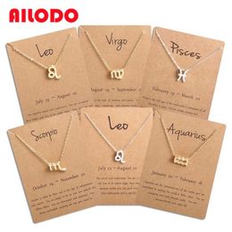 Ailodo hommes femmes 12 Horoscope signe du zodiaque pendentif collier Ari Leo 12 Constellations bijoux enfants cadeau de noël goutte 239q