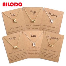 Ailodo Men Femmes 12 Horoscope Zodiaque Signe Pendant Collier Ari leo 12 Constellations Jewelry Kids Christmas Gift Drop 230E