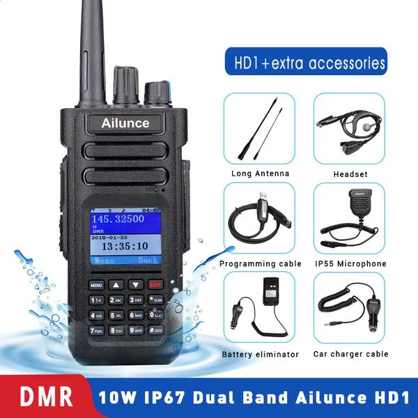 AILUNCE HD1 DMR Digital Walkie Talkie Ham Radio Amateur à longue portée Twoway Walkietalkie GPS VHF UHF Dual Band Transmetteur 240430