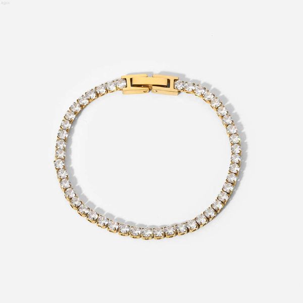 Aimgal Fine Jewelry Hip Hop 304 acier inoxydable plaqué or 14 carats 3 mm 5a zircone bracelet de tennis unique