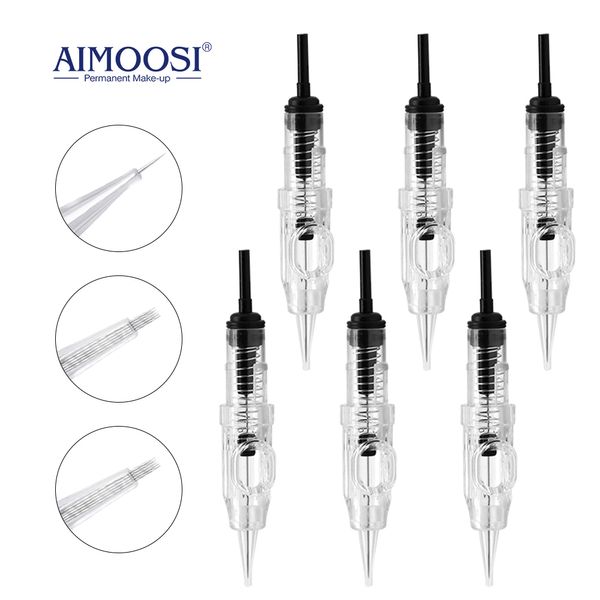 AIMOOSI 50/100pcs Tatuaje de agujas Piercing Pen Pen para cejas de maquillaje microblading permanente labios PMU Suministros de ametralladoras de tatuaje