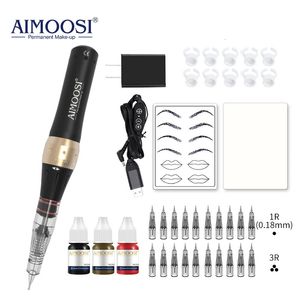 AIMOOSI M7 Máquina de tatuaje Conjunto Microblading Ceja PMU Pistola Pluma Aguja Máquina de maquillaje permanente Suministros profesionales Principiante 240315