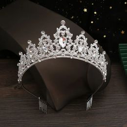 Ainameisi Fashion Exquise Bridal Crown Welay Alloy Rhinestone Crown Queen Birthday Poux Antislip Poux Bijoux 240315