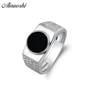 Aneenhi 925 STERLING Men Men de mariage Anneau de fiançailles de mariage noir Solitire Male Silver Averhard Fête Fille fille Bonne