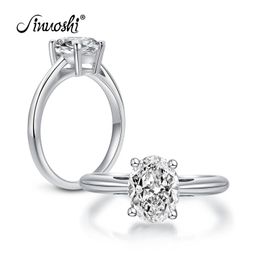 AINOUSHI Femmes Bague Solitaire De Fiançailles 2 Carats Bague Ovale De Mariage Femmes 100% 925 Sterling Silver Sona Anneaux anillo de mujeres Y200106