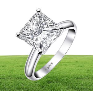 Ainuoshi 925 STERLING Silver 3 Carats Princess Cut Engagement Ring pour femmes Sona Simulate Diamond Anniversary Solitaire Anneau Y111563744
