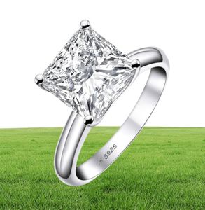 Ainuoshi 925 STERLING Silver 3 Carats Princess Cut Engagement Anneau de fiançailles pour femmes Sona Simulate Diamond Anniversary Solitaire Ring Y119375411