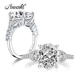 Ainuoshi 925 argent sterling 5 carats OVAL Cut Engagement Anneau 3 Ring Simulated Diamond Wedding Silver Ring Jewery Y2001067724823